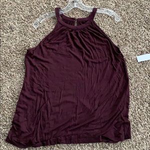 Maroon sleeveless loft top